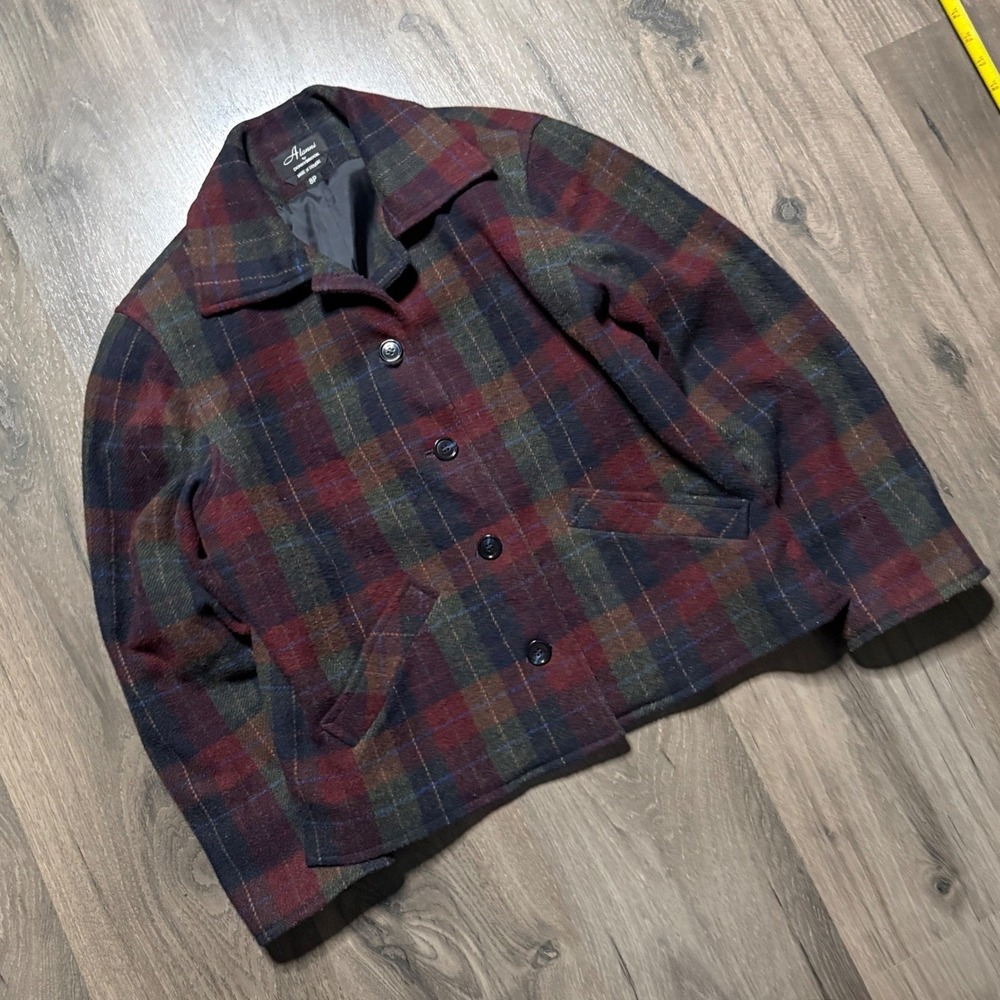 Alanni by Donnybrook Plaid Button Front Blazer Women's 8P Wool Blend VTG 90s